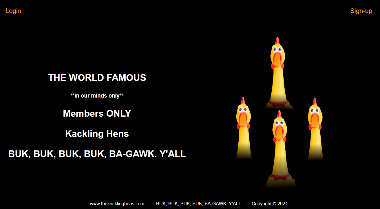 The Kackling Hens Friend Group Club Website - Members only protected site